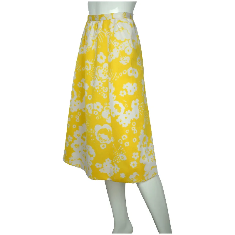 Vintage 1970s Miss Dior Skirt Yellow & White Floral Unused Old Stock NWOT Size M wool skirt warm Vintage 1970s Miss Dior Skirt Yellow & White Floral Unused Old Stock NWOT Size M wool skirt warm