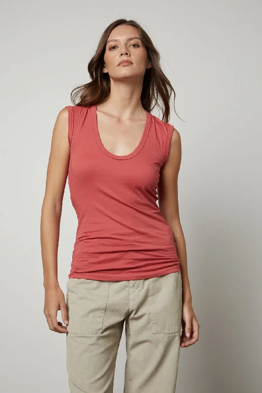 ESTINA GAUZY WHISPER FITTED TANK TOP cropped tank top