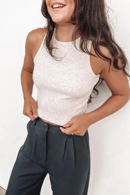 Zah Core Rib Tank Oat yoga tank top