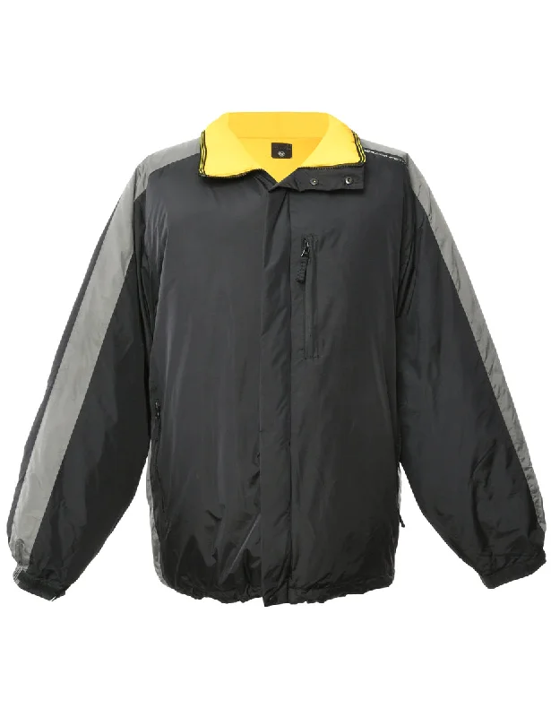 Black & Yellow Puffer Jacket - L Wool Jacket Cashmere Jacket Tweed Jacket