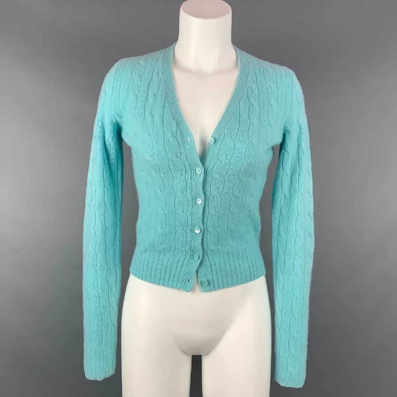 RALPH LAUREN Black Label Size S Turquoise Knitted Cashmere Cardigan Long Cardigan Short Cardigan Medium Cardigan RALPH LAUREN Black Label Size S Turquoise Knitted Cashmere Cardigan Long Cardigan Short Cardigan Medium Cardigan