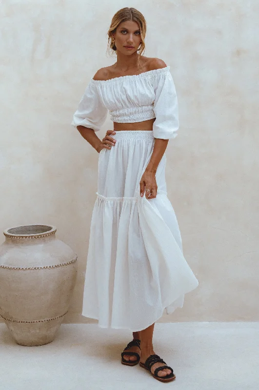 Annabelle Boho Linen Maxi Skirt leather skirt bold