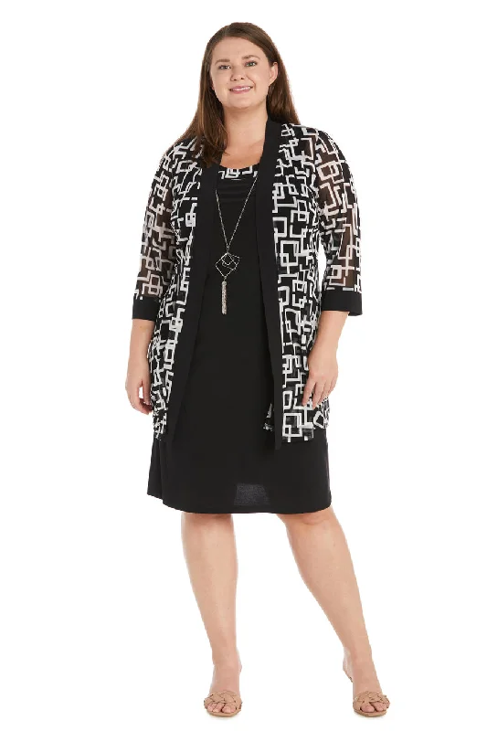 R&M Richards 9693W Plus Size Two Piece Short Print Jacket Dress Notch Collar Peter Pan Collar Cowl Neck R&M Richards 9693W Plus Size Two Piece Short Print Jacket Dress Notch Collar Peter Pan Collar Cowl Neck