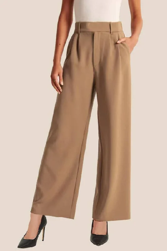 Solid color formal office pull on dressy pants with pockets Trendy High-Waist Trousers Solid color formal office pull on dressy pants with pockets Trendy High-Waist Trousers