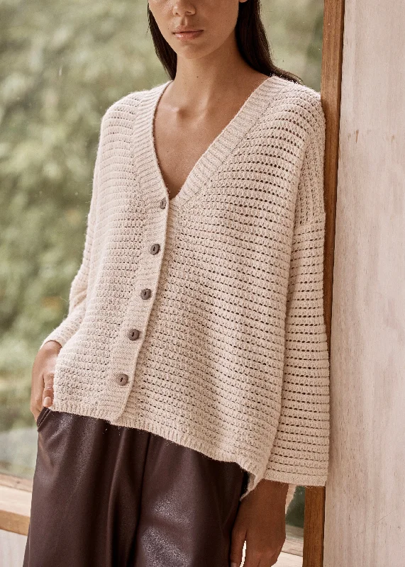 Ulla Cardigan Cable Knit Ribbed Knit Lace Knit
