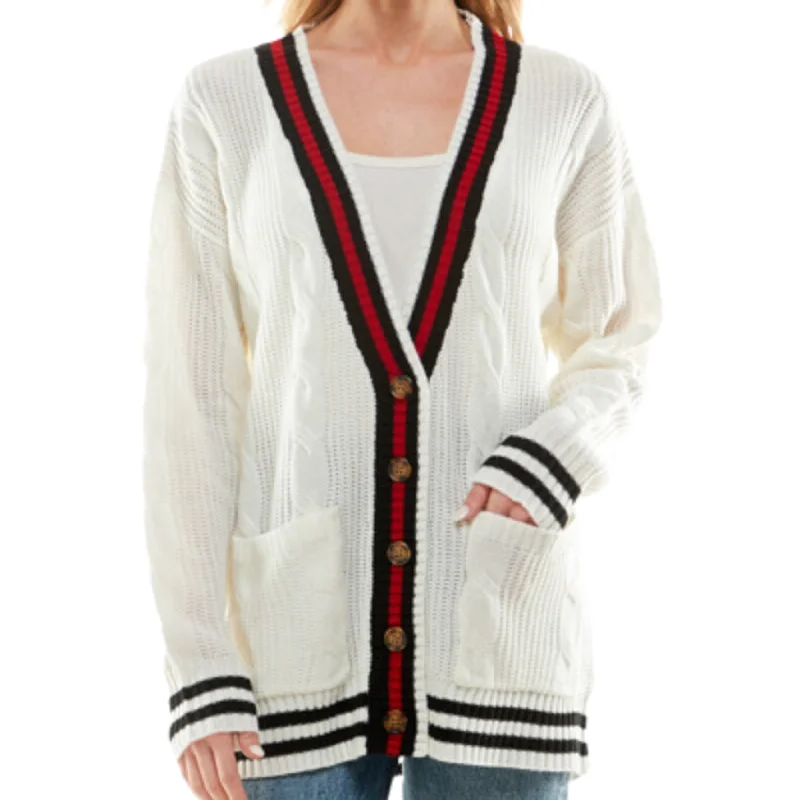 ULTRA FLIRT - Oversized Tipped Cardigan Ribbed Striped Patterned