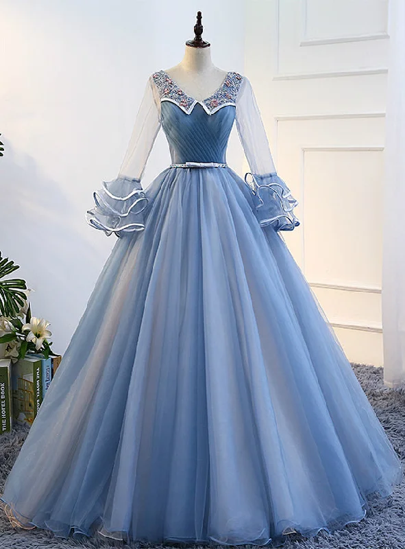 Long-sleeve party dress, blue embroidered dress,Round neck party dress, pleated dress Tunics Seasonal trendy Long-sleeve party dress, blue embroidered dress,Round neck party dress, pleated dress Tunics Seasonal trendy