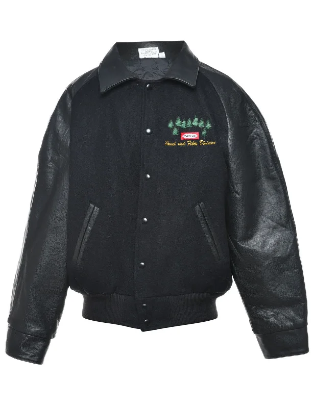 Black Embroidered Team Jacket - M Chenille Jacket Brocade Jacket Lace Jacket