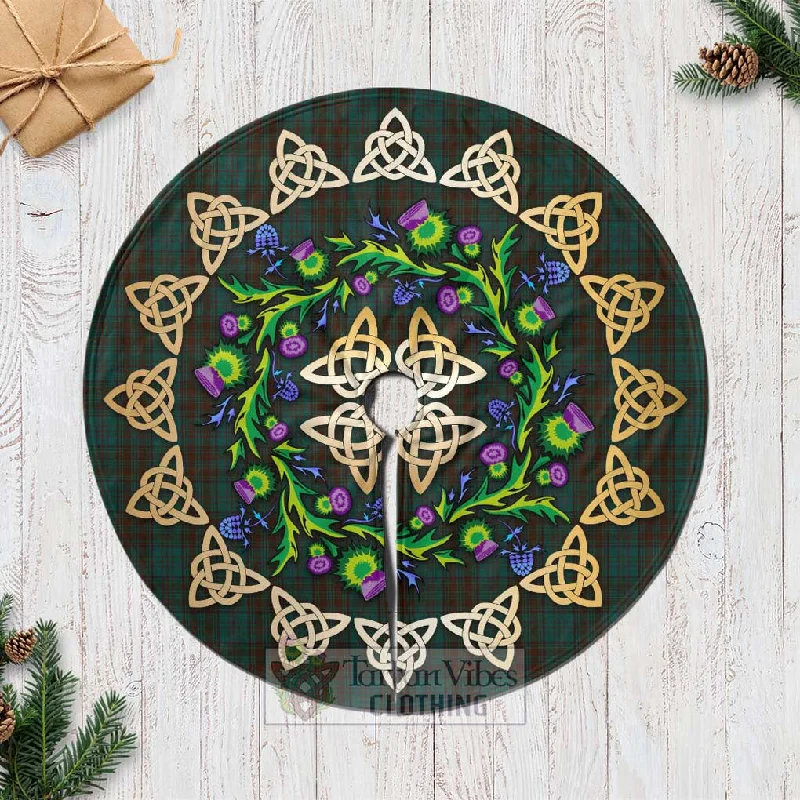 Dublin County Ireland Tartan Christmas Tree Skirt with Thistle Celtic Knot Style chiffon skirt floaty Dublin County Ireland Tartan Christmas Tree Skirt with Thistle Celtic Knot Style chiffon skirt floaty