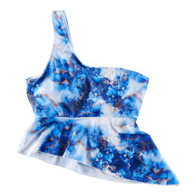 ACX Active Women's Marble Tankini Top Plunge Neckline Swimsuit