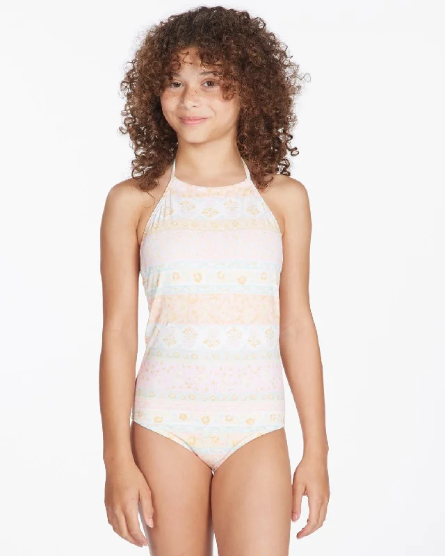 Billabong Girls Layered with Love One Piece Swimsuit Chic Beach Cover-Up