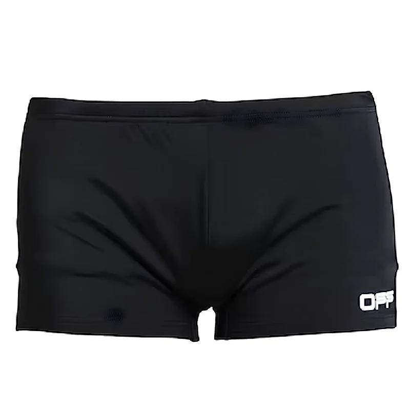Off-White Black Nylon Swimwear Sleek Racerback Swimsuit