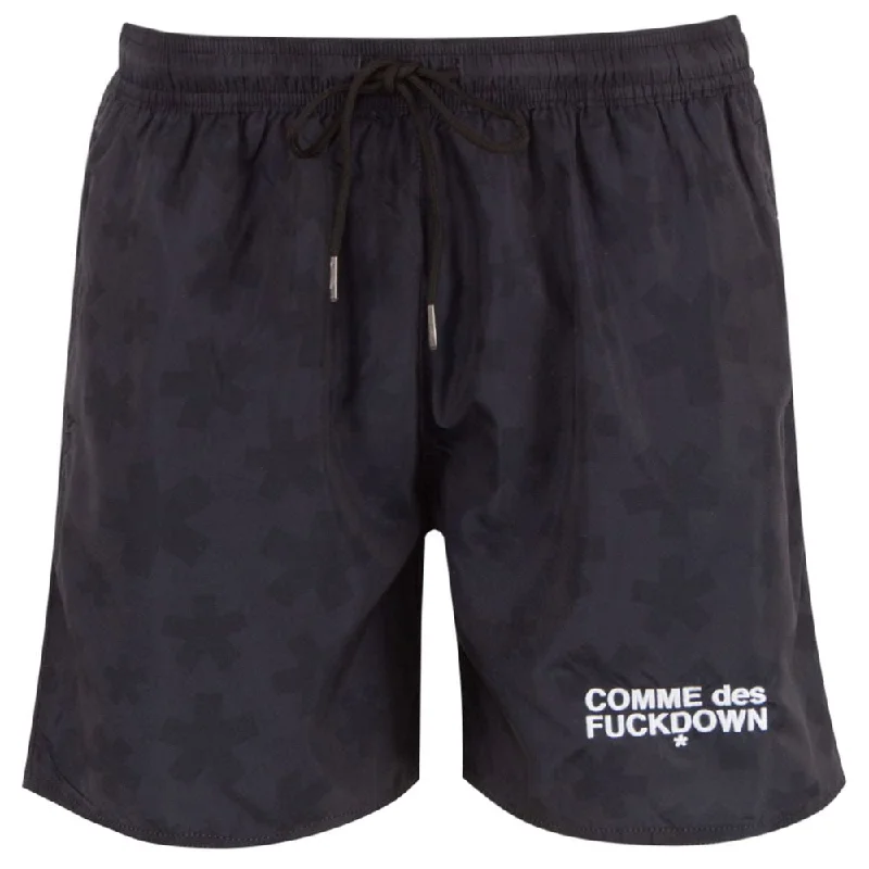 Comme Des Fuckdown Black Polyester Men Swimwear Summer Ready Swimsuit