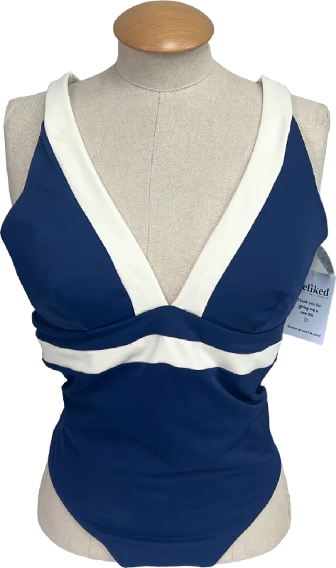 Boden Navy & White Riviera Swimsuit UK 16 Ruched Swimwear Set