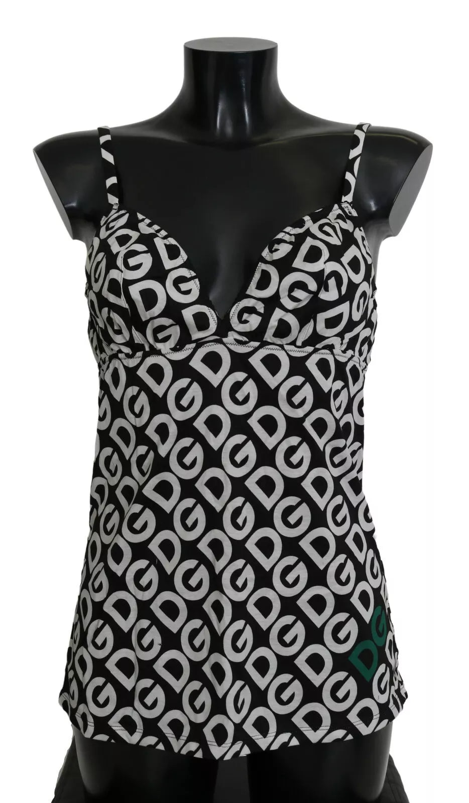 Dolce & Gabbana Black DG Mania Print Sleeveless Swimwear Sporty Racerback Swimsuit