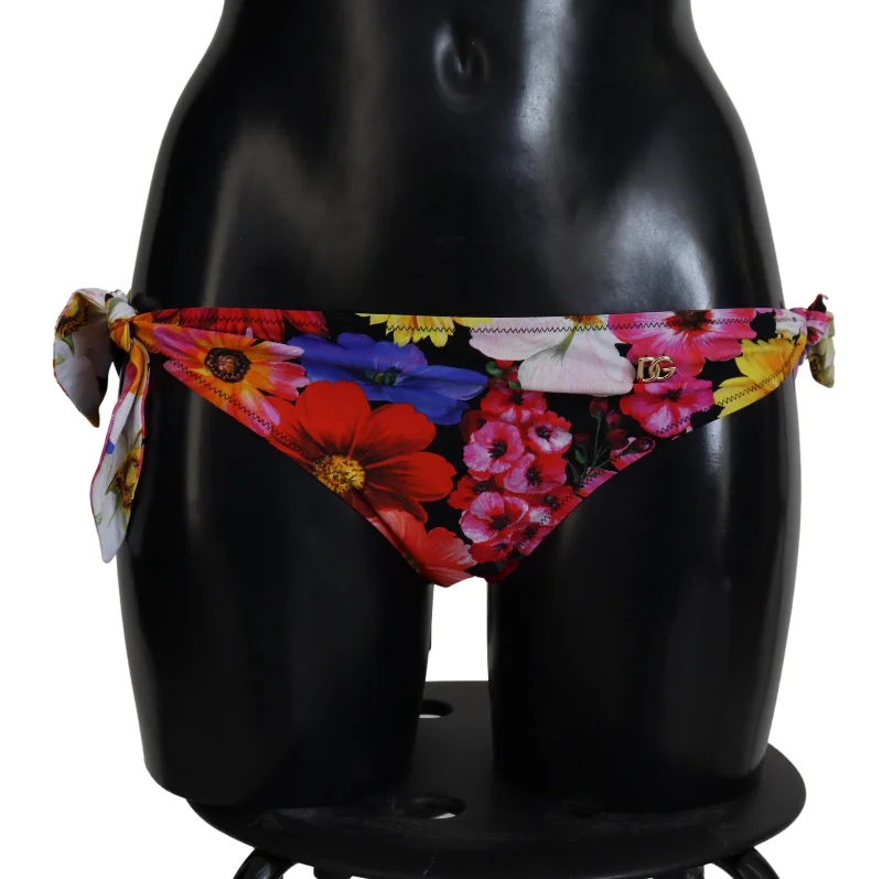 Dolce & Gabbana Black Floral Print Swimsuit Bikini Bottom Swimwear Timeless Black Bikini Dolce & Gabbana Black Floral Print Swimsuit Bikini Bottom Swimwear Timeless Black Bikini