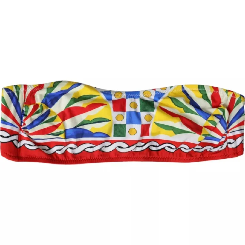 Dolce & Gabbana Multicolor Carretto Bandeau Swimwear Top Bikini Elegant Swimsuit Bottoms Dolce & Gabbana Multicolor Carretto Bandeau Swimwear Top Bikini Elegant Swimsuit Bottoms