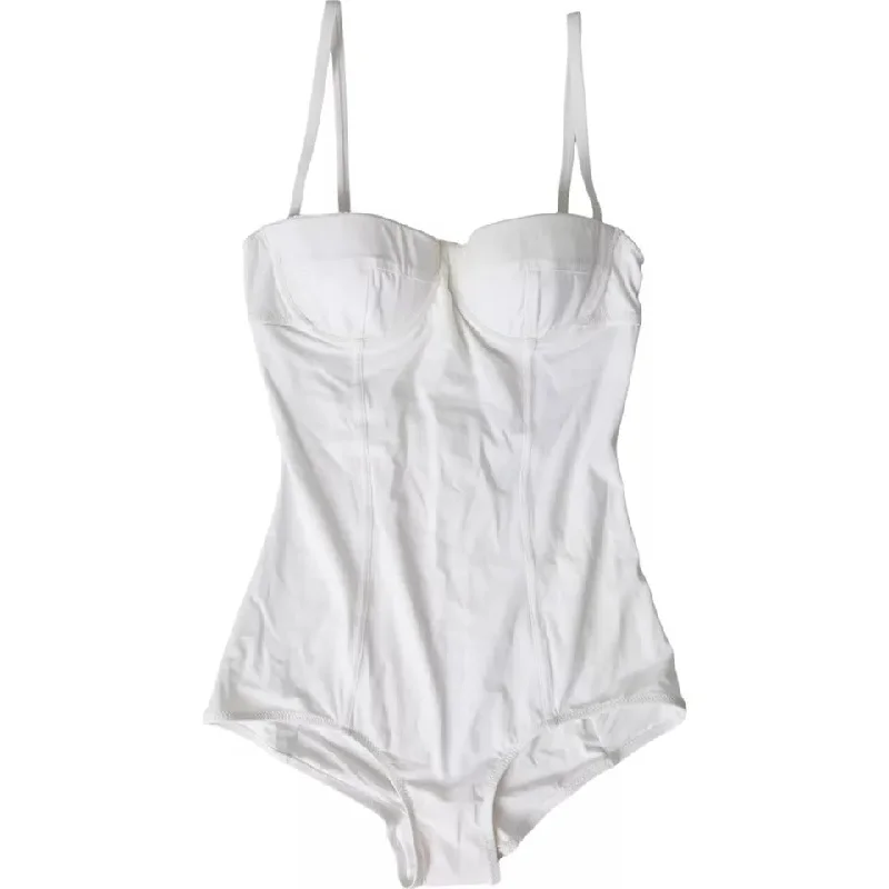 Dolce & Gabbana White Swimsuit One Piece Women Beachwear Bikini Push-Up Bikini Top