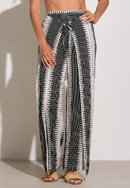 Elan Swimwear Black Wrap Pants Cover Up 2896 Stylish Beachwear Set