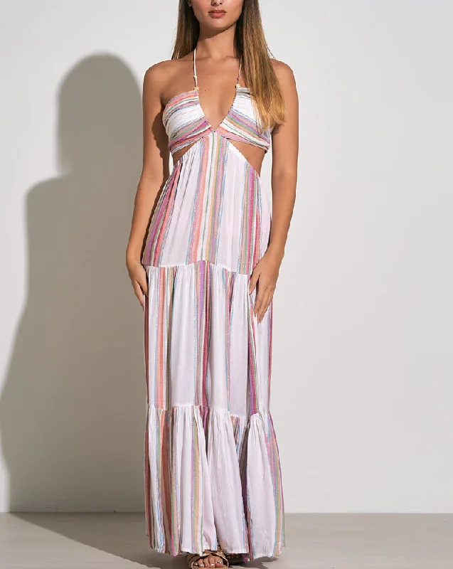 Elan Swimwear White Multi Cut Out Maxi Dress Cover Up 5973 Trendy Swimsuit Bottoms