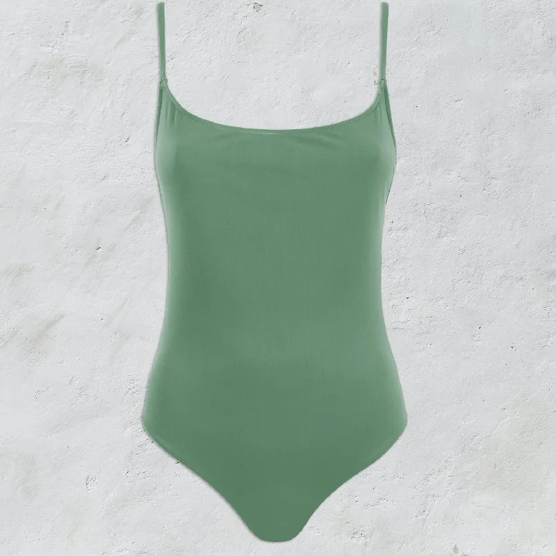 Emma One Piece Swimsuit - Women - SE Sensitive Elastane - S049 Sage Green Solid Color Swimsuit Emma One Piece Swimsuit - Women - SE Sensitive Elastane - S049 Sage Green Solid Color Swimsuit