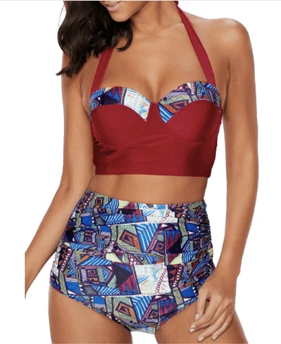 GEOMETRIC GEM TWO-PIECE SWIMSUIT Stylish Swimsuit Set