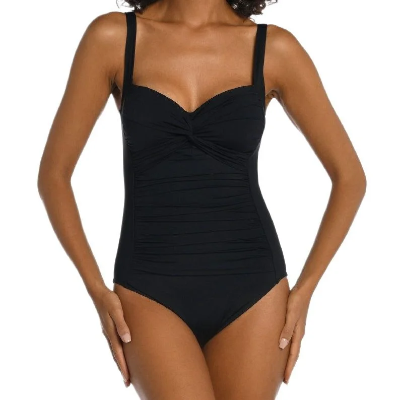 LA BLANCA Women's Black Island Goddess Twisted One Piece Swimsuit #A13 8 NWT High-Waisted Swim Bottoms LA BLANCA Women's Black Island Goddess Twisted One Piece Swimsuit #A13 8 NWT High-Waisted Swim Bottoms