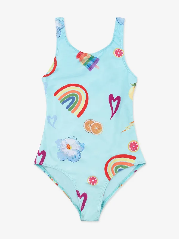 Lillian Printed One Piece Swimsuit Reversible Bikini Set