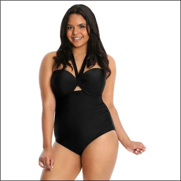 Lysa Women’s Plus Size Heather Halter One Piece Swimsuit 0X 1X 2X 3X Retro Swimwear Style Lysa Women’s Plus Size Heather Halter One Piece Swimsuit 0X 1X 2X 3X Retro Swimwear Style