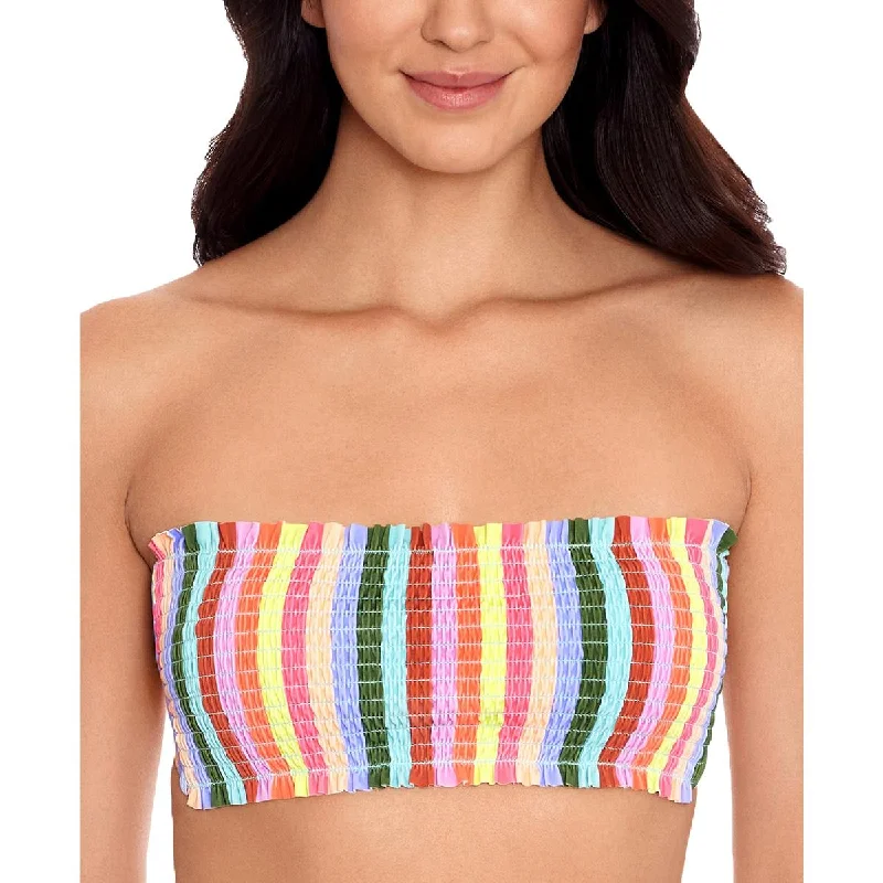 Salt + Cove Womens Striped Smocked Swim Top Separates Floral Swimwear Set