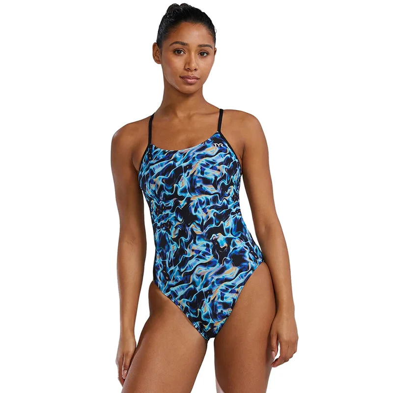 TYR - Energia Women's Cutoutfit Swimsuit - Blue Elegant Swim Dress