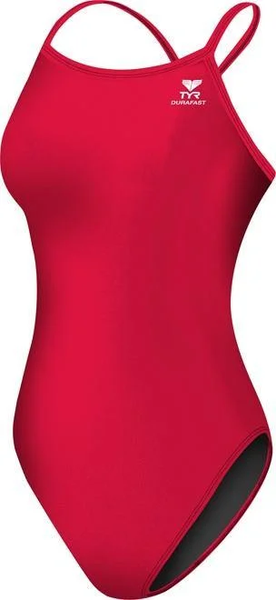 TYR Female Durafast One Solid Red Diamondfit Swimsuit Floral Bikini Top