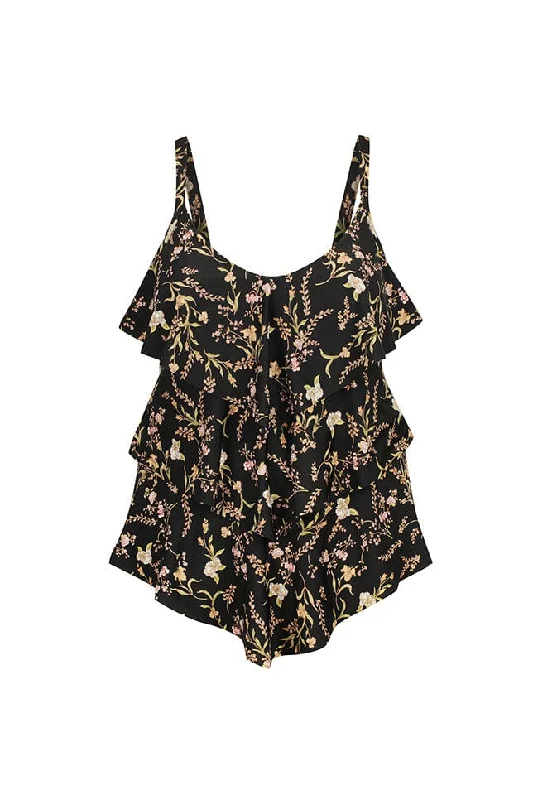 Wildflowers Chlorine Resistant 3 Tier Tankini Top Mesh Swimsuit Top
