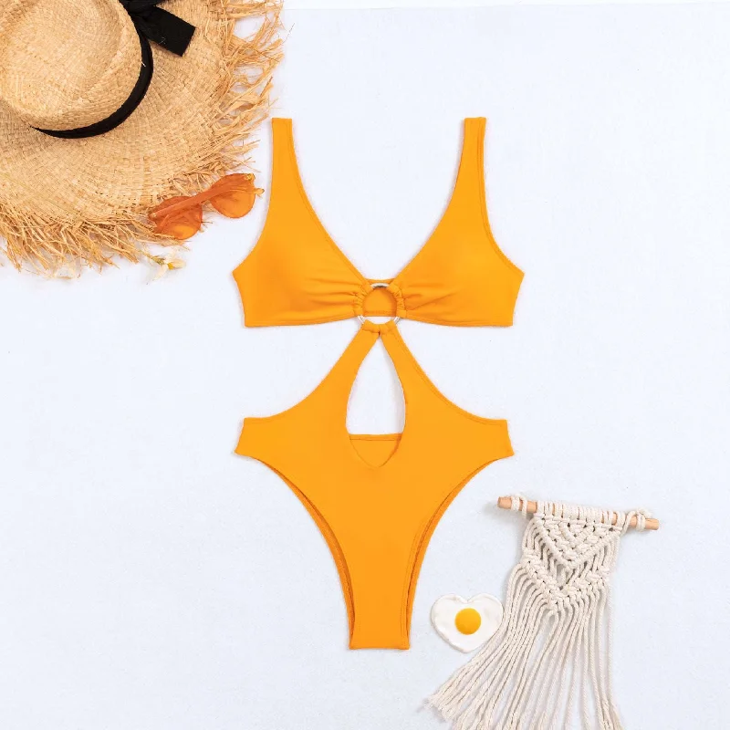 Women's Triangle Cut-Out One Piece Swimsuit Chic Swimsuit Cover-Up