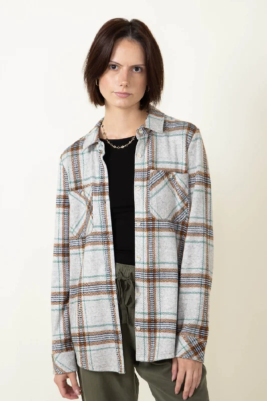 Thread & Supply Lewis Soft Luxe Button Up Shirt for Women in Grey/Green/Brown Plaid | T1084PVXGK-GREYGREENBROWNPLAID-- Lace Blend Ribbed Blend Corduroy Blend Thread & Supply Lewis Soft Luxe Button Up Shirt for Women in Grey/Green/Brown Plaid | T1084PVXGK-GREYGREENBROWNPLAID-- Lace Blend Ribbed Blend Corduroy Blend