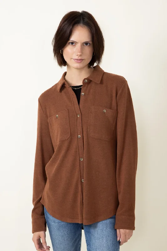 Thread & Supply Lewis Soft Luxe Button Up Shirt for Women in Heather Cognac | T1084PVXGK-HEATHERCOGNAC-- Striped Floral Plaid Thread & Supply Lewis Soft Luxe Button Up Shirt for Women in Heather Cognac | T1084PVXGK-HEATHERCOGNAC-- Striped Floral Plaid