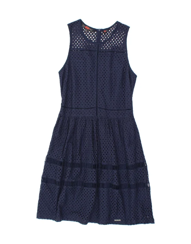 SUPERDRY Womens Sleeveless A-Line Dress UK 6 XS Navy Blue Nylon Tunics Prom sequined SUPERDRY Womens Sleeveless A-Line Dress UK 6 XS Navy Blue Nylon Tunics Prom sequined