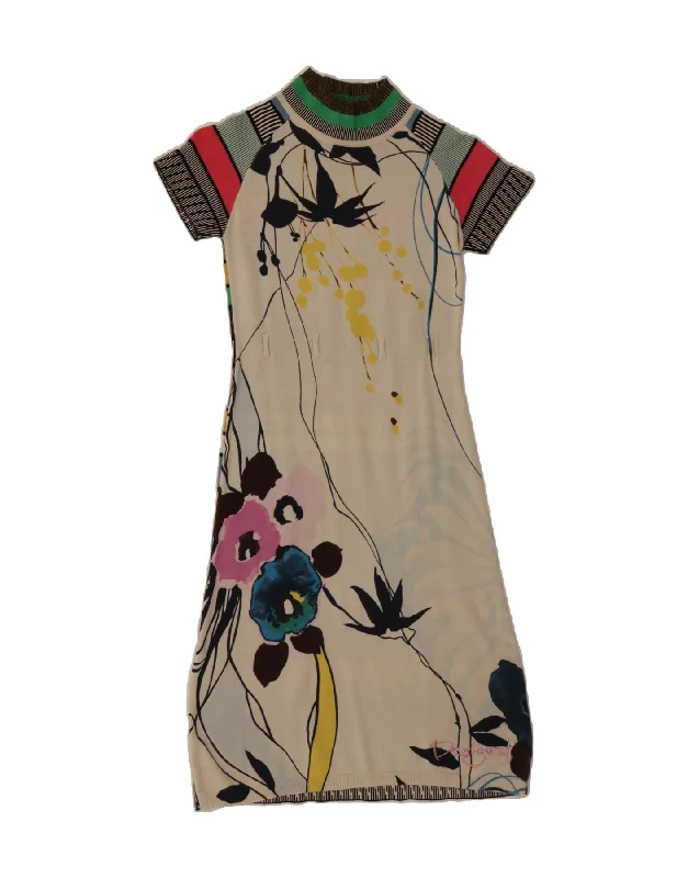 DESIGUAL Womens Rainbow Jumper Dress UK 8 Small Off White Floral Tunics Gym athletic DESIGUAL Womens Rainbow Jumper Dress UK 8 Small Off White Floral Tunics Gym athletic