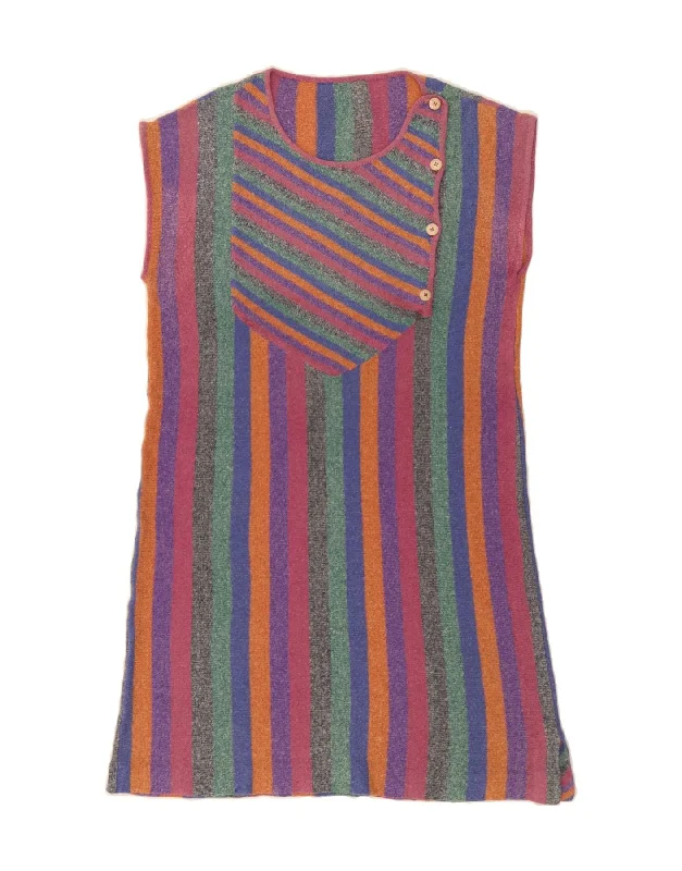 VINTAGE Womens Jumper Dress UK 14 Medium Multicoloured Striped Tunics Hiking breathable VINTAGE Womens Jumper Dress UK 14 Medium Multicoloured Striped Tunics Hiking breathable