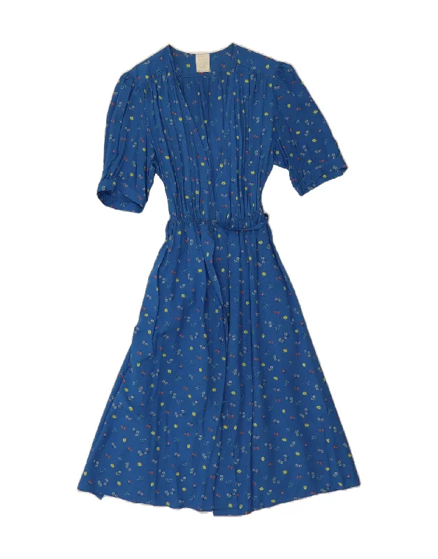 VINTAGE Womens Wrap A-Line Dress EU 42 Large Blue Floral Viscose Tunics Running lightweight VINTAGE Womens Wrap A-Line Dress EU 42 Large Blue Floral Viscose Tunics Running lightweight