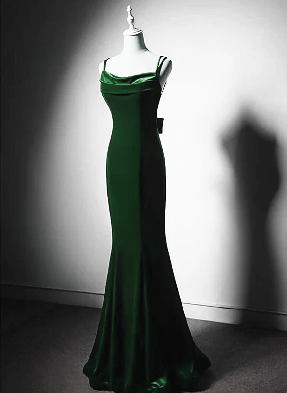 Green Mermaid Long Velvet Party Dress, Green Straps Long Formal Dress Prom Dress Tunics Modern contemporary Green Mermaid Long Velvet Party Dress, Green Straps Long Formal Dress Prom Dress Tunics Modern contemporary