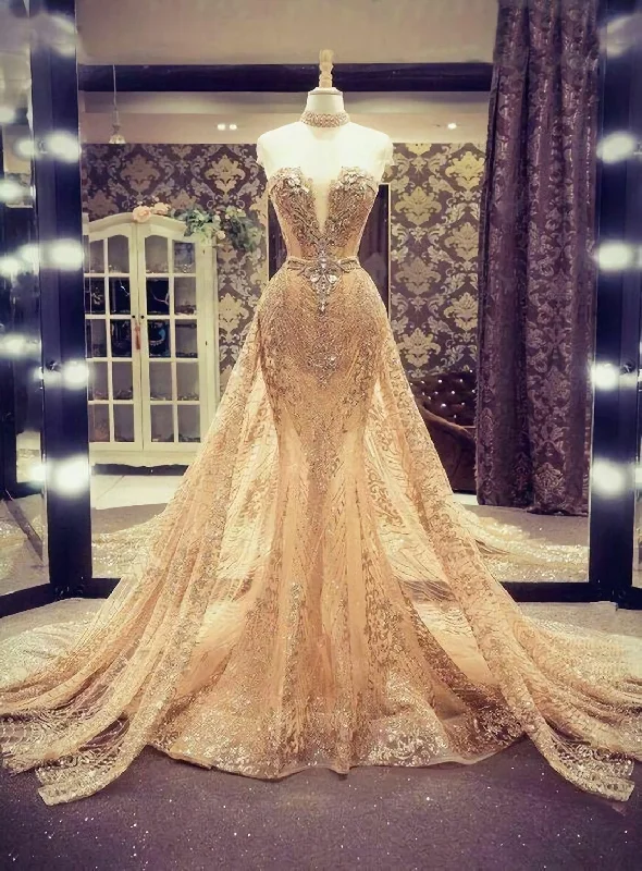 Details About Gold Sparkling Mermaid Evening Prom Party Dress, Celebrity Gown Detachable Train Tunics Travel practical Details About Gold Sparkling Mermaid Evening Prom Party Dress, Celebrity Gown Detachable Train Tunics Travel practical
