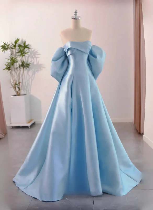Blue Satin A-line Long Party Dress, Blue Satin Long Evening Dress Prom Dress Tunics Sale discount Blue Satin A-line Long Party Dress, Blue Satin Long Evening Dress Prom Dress Tunics Sale discount