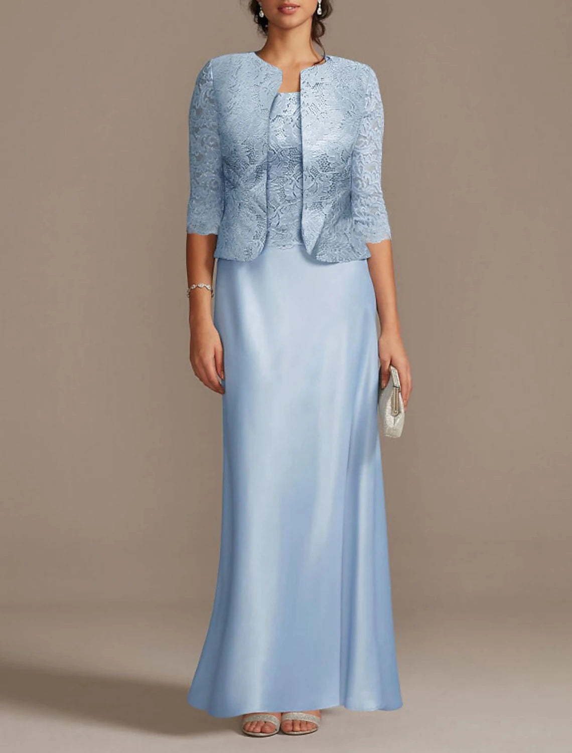 Sheath / Column Mother of the Bride Dress Wedding Guest Elegant Scoop Neck Floor Length Polyester 3/4 Length Sleeve Short Jacket Dresses with Lace Fall Rayon Jacket Velvet Jacket Corduroy Jacket Sheath / Column Mother of the Bride Dress Wedding Guest Elegant Scoop Neck Floor Length Polyester 3/4 Length Sleeve Short Jacket Dresses with Lace Fall Rayon Jacket Velvet Jacket Corduroy Jacket