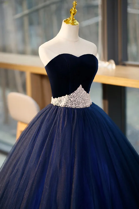 Blue Velvet Tulle Long Prom Dresses, Blue Evening Party Dresses Tunics Business professional Blue Velvet Tulle Long Prom Dresses, Blue Evening Party Dresses Tunics Business professional