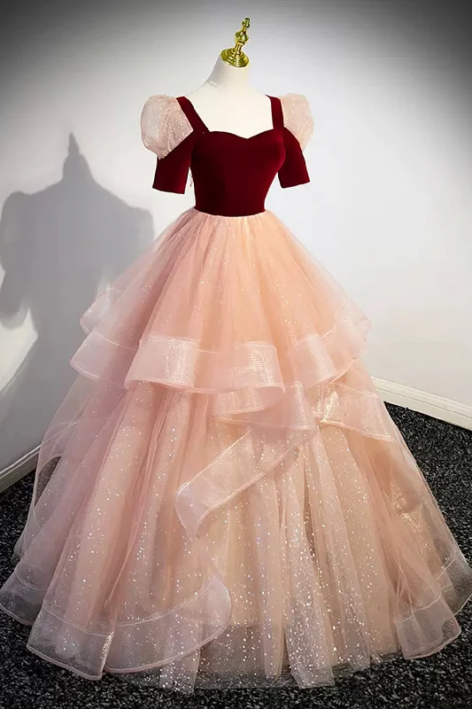 Unique Velvet Long A-Line Prom Dress with Ruffles, Cute Evening Party Dress Tunics Party sparkling Unique Velvet Long A-Line Prom Dress with Ruffles, Cute Evening Party Dress Tunics Party sparkling