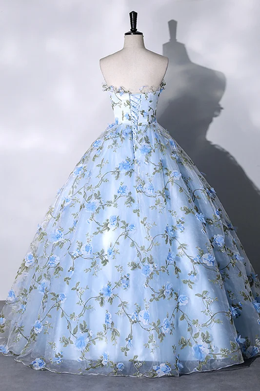 Blue Strapless Tulle Long Prom Dress, A-Line Evening Dress Party Dress Tunics Occasion special Blue Strapless Tulle Long Prom Dress, A-Line Evening Dress Party Dress Tunics Occasion special
