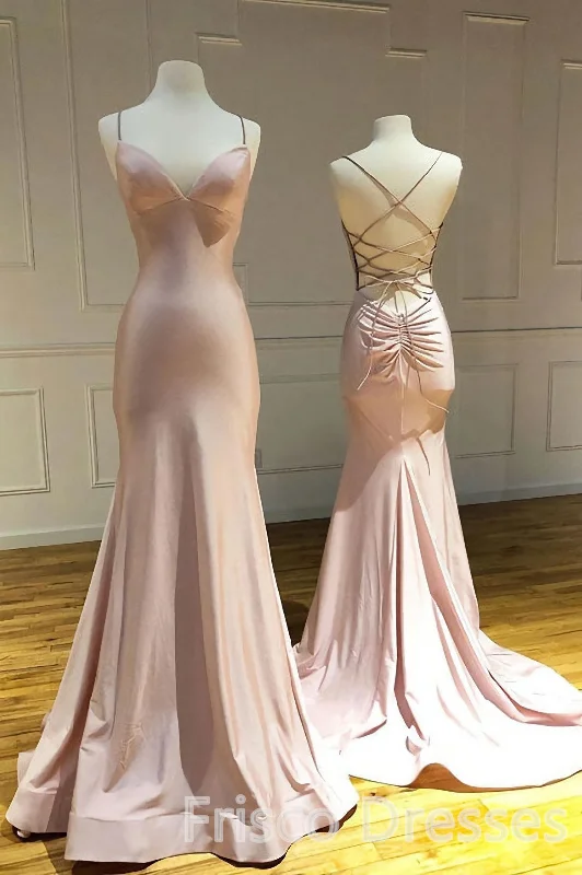 Spaghetti Straps Pink Mermaid Evening Party Dresses Long Prom Dresses Tunics Wedding white Spaghetti Straps Pink Mermaid Evening Party Dresses Long Prom Dresses Tunics Wedding white