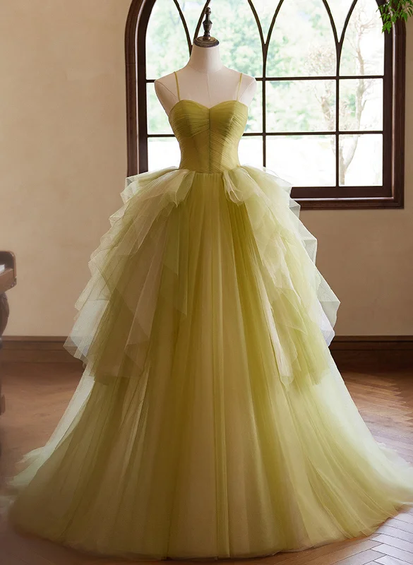 Green Sweetheart Straps Tulle Long Party Dress, Green Tulle Prom Dress Tunics New arrival Green Sweetheart Straps Tulle Long Party Dress, Green Tulle Prom Dress Tunics New arrival